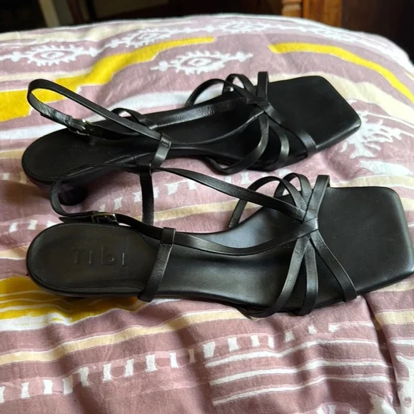 Tibi Shoes Tibi Brooks Low Heel Black Leather Sandals Size